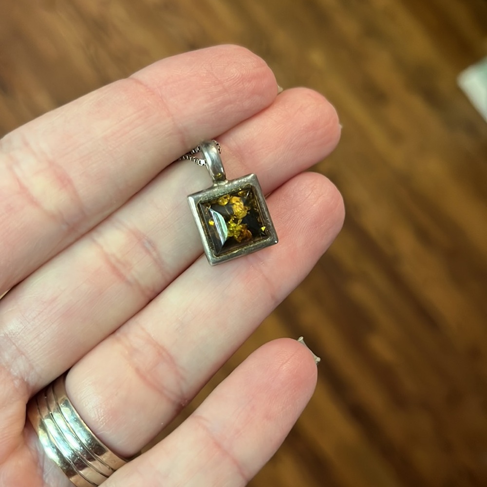 Sterling Silver Amber Necklace